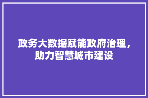 政务大数据赋能政府治理，助力智慧城市建设