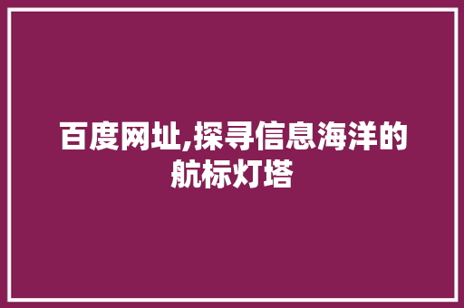 百度网址,探寻信息海洋的航标灯塔