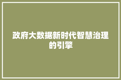 政府大数据新时代智慧治理的引擎 WordPress教程