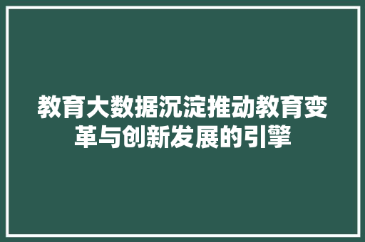 教育大数据沉淀推动教育变革与创新发展的引擎