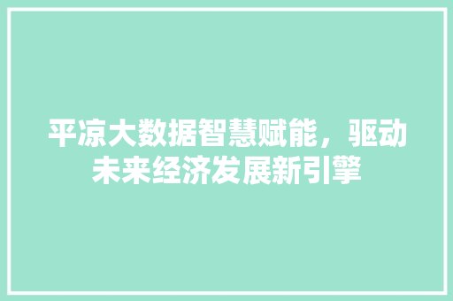 平凉大数据智慧赋能，驱动未来经济发展新引擎