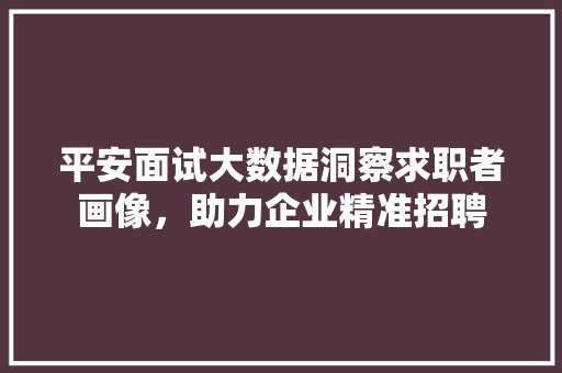 平安面试大数据洞察求职者画像，助力企业精准招聘