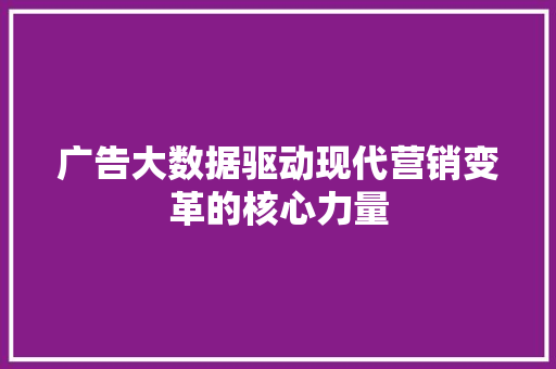 广告大数据驱动现代营销变革的核心力量