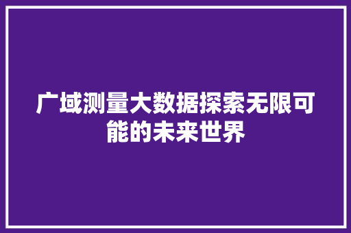 广域测量大数据探索无限可能的未来世界