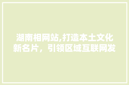 湖南相网站,打造本土文化新名片，引领区域互联网发展