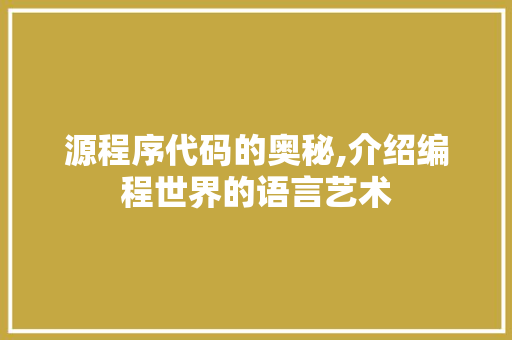 源程序代码的奥秘,介绍编程世界的语言艺术