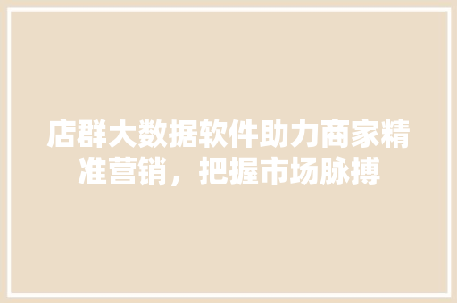 店群大数据软件助力商家精准营销，把握市场脉搏