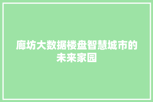 廊坊大数据楼盘智慧城市的未来家园