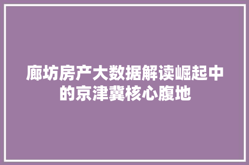 廊坊房产大数据解读崛起中的京津冀核心腹地