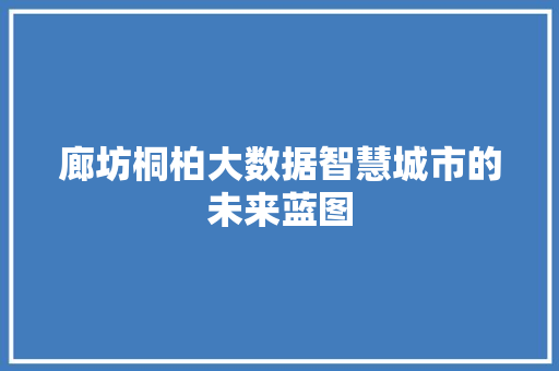 廊坊桐柏大数据智慧城市的未来蓝图