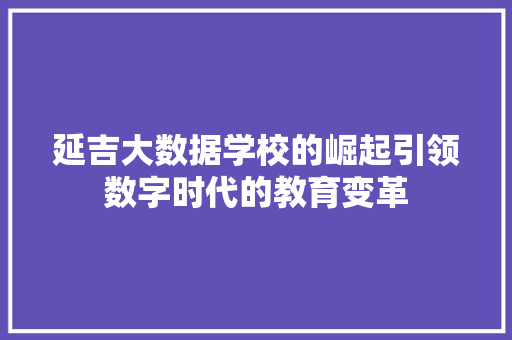 延吉大数据学校的崛起引领数字时代的教育变革