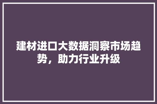 建材进口大数据洞察市场趋势，助力行业升级