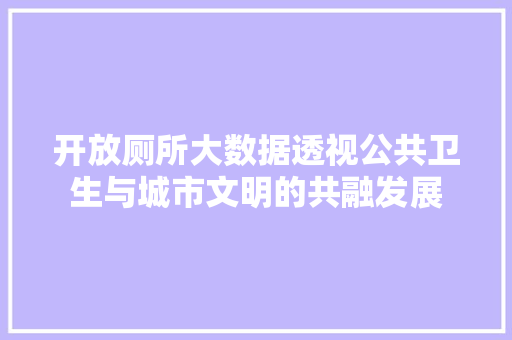 开放厕所大数据透视公共卫生与城市文明的共融发展