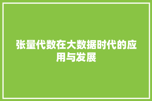 张量代数在大数据时代的应用与发展