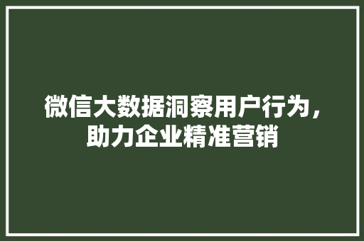微信大数据洞察用户行为，助力企业精准营销