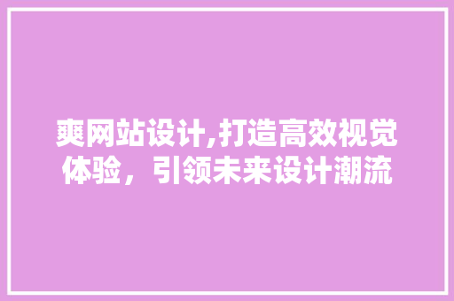 爽网站设计,打造高效视觉体验，引领未来设计潮流
