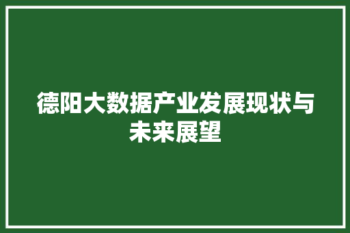 德阳大数据产业发展现状与未来展望
