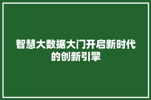 智慧大数据大门开启新时代的创新引擎