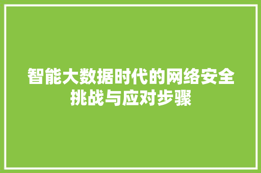 智能大数据时代的网络安全挑战与应对步骤 建站教程