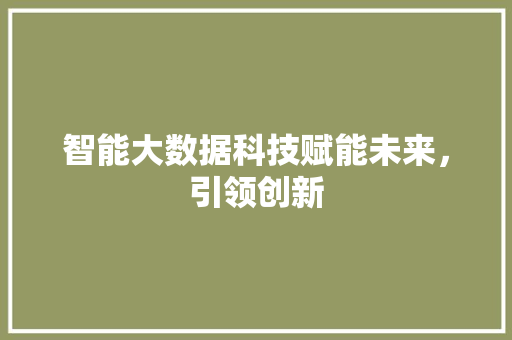 智能大数据科技赋能未来，引领创新 Web前端