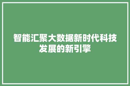智能汇聚大数据新时代科技发展的新引擎
