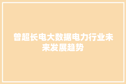 曾超长电大数据电力行业未来发展趋势 WordPress教程