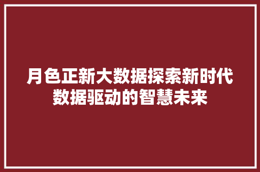 月色正新大数据探索新时代数据驱动的智慧未来 建站教程
