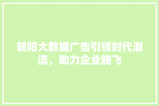 朝阳大数据广告引领时代潮流，助力企业腾飞 服务器/数据库
