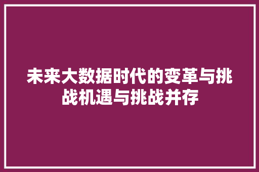 未来大数据时代的变革与挑战机遇与挑战并存