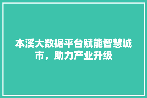 本溪大数据平台赋能智慧城市，助力产业升级