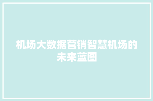 机场大数据营销智慧机场的未来蓝图