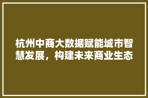 杭州中商大数据赋能城市智慧发展，构建未来商业生态圈 Web前端