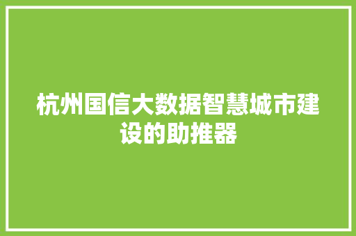 杭州国信大数据智慧城市建设的助推器 WordPress教程