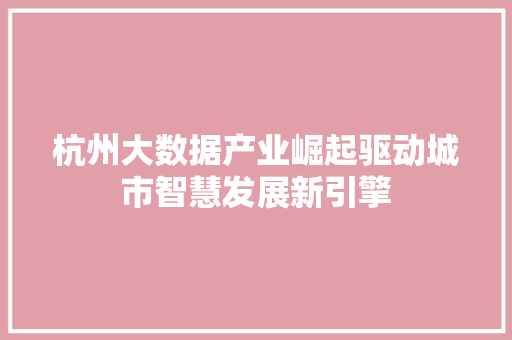 杭州大数据产业崛起驱动城市智慧发展新引擎 SEO教程