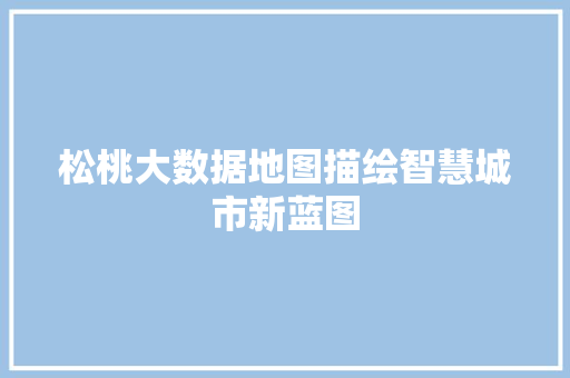 松桃大数据地图描绘智慧城市新蓝图