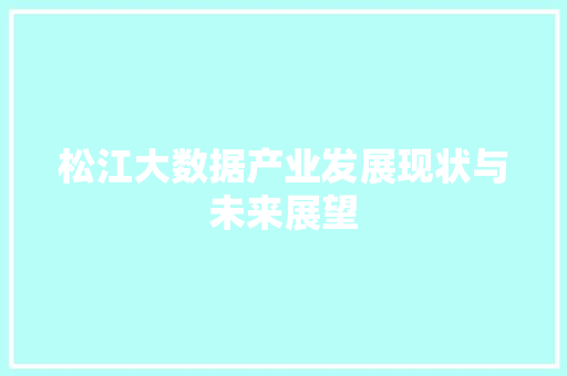 松江大数据产业发展现状与未来展望 SEO教程