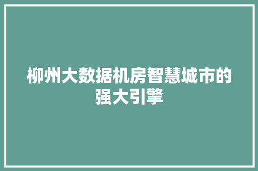 柳州大数据机房智慧城市的强大引擎