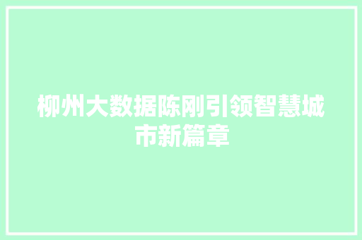 柳州大数据陈刚引领智慧城市新篇章 服务器/数据库