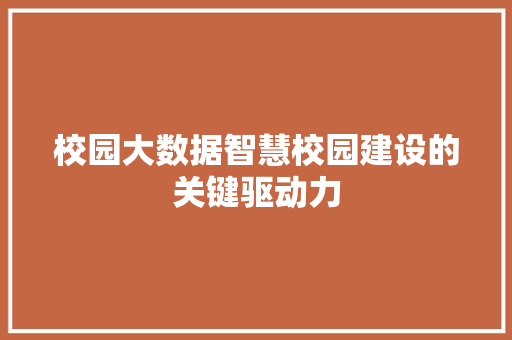 校园大数据智慧校园建设的关键驱动力