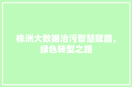 株洲大数据治污智慧赋能，绿色转型之路