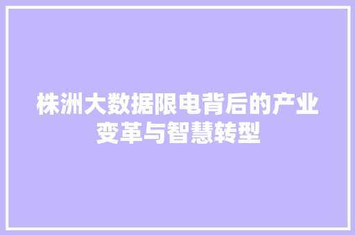 株洲大数据限电背后的产业变革与智慧转型 友链在线