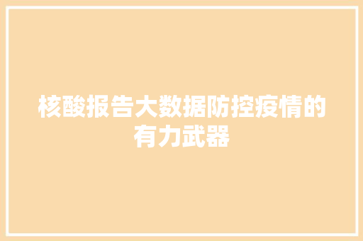 核酸报告大数据防控疫情的有力武器