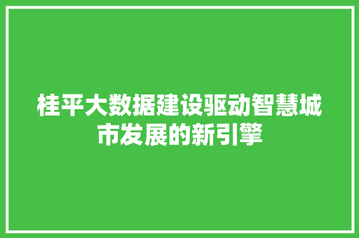 桂平大数据建设驱动智慧城市发展的新引擎