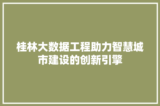 桂林大数据工程助力智慧城市建设的创新引擎 SEO教程