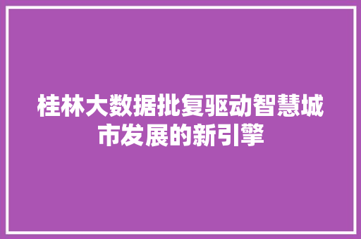 桂林大数据批复驱动智慧城市发展的新引擎