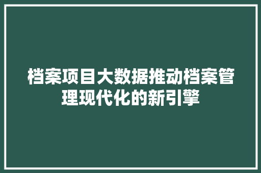 档案项目大数据推动档案管理现代化的新引擎