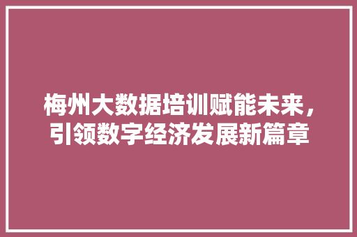 梅州大数据培训赋能未来，引领数字经济发展新篇章
