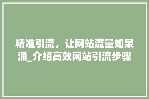 精准引流，让网站流量如泉涌_介绍高效网站引流步骤