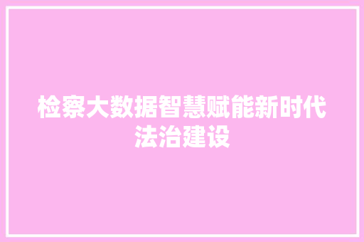 检察大数据智慧赋能新时代法治建设 服务器/数据库