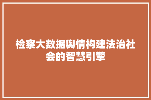 检察大数据舆情构建法治社会的智慧引擎